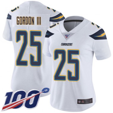 Los Angeles Chargers NFL Football Melvin Gordon White Jersey Women Limited 25 Road 100th Season Vapor Untouchable